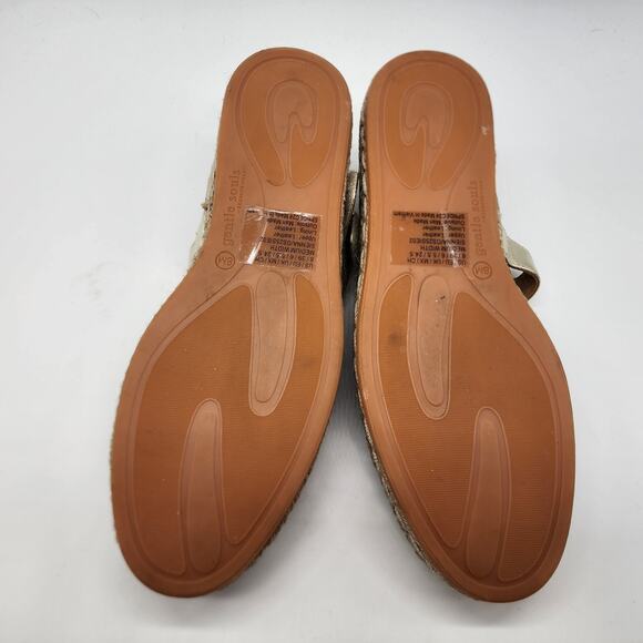 Gentle Souls Sienna Mary Jane Espadrille Ballet Flats Gold Metallic Leather 8M - Picture 6 of 7